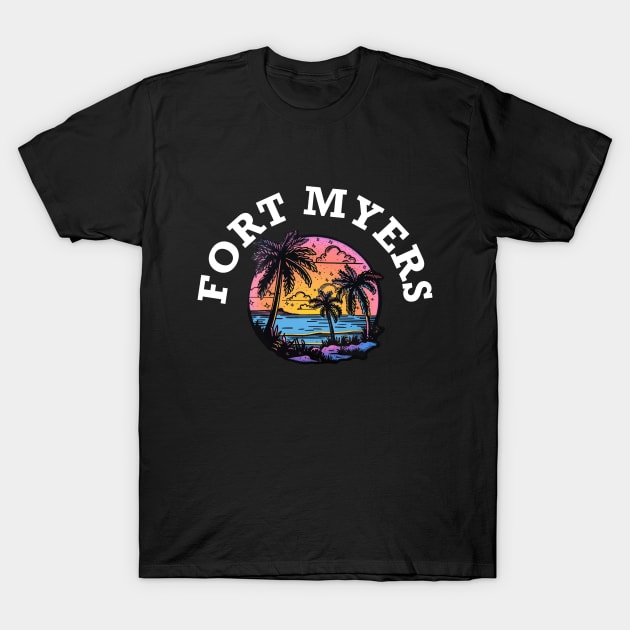 Fort Myers Florida (with White Lettering) T-Shirt by VelvetRoom